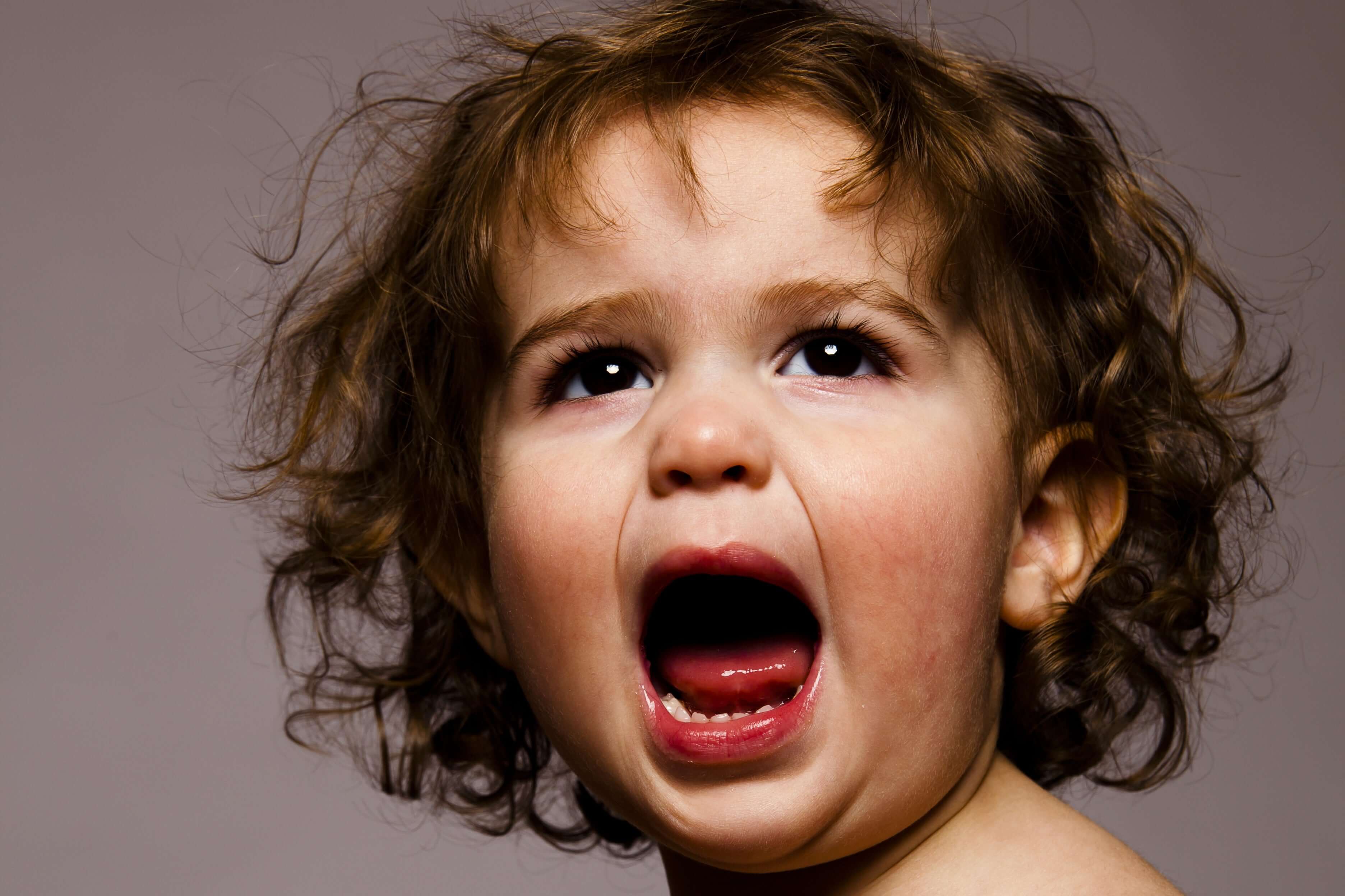 image of cute little baby boy screaming
