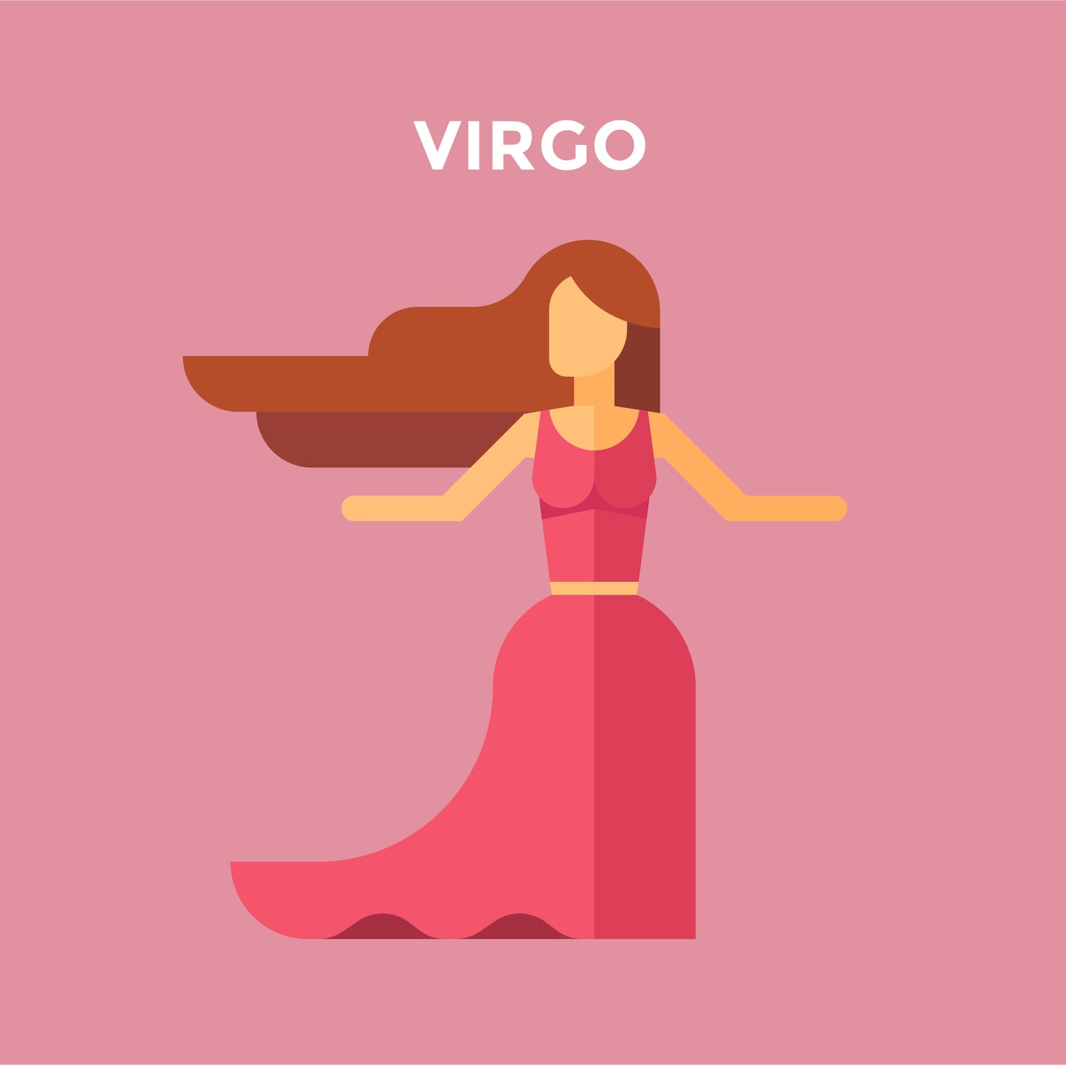 animation of lady in pink dress and caption virgo