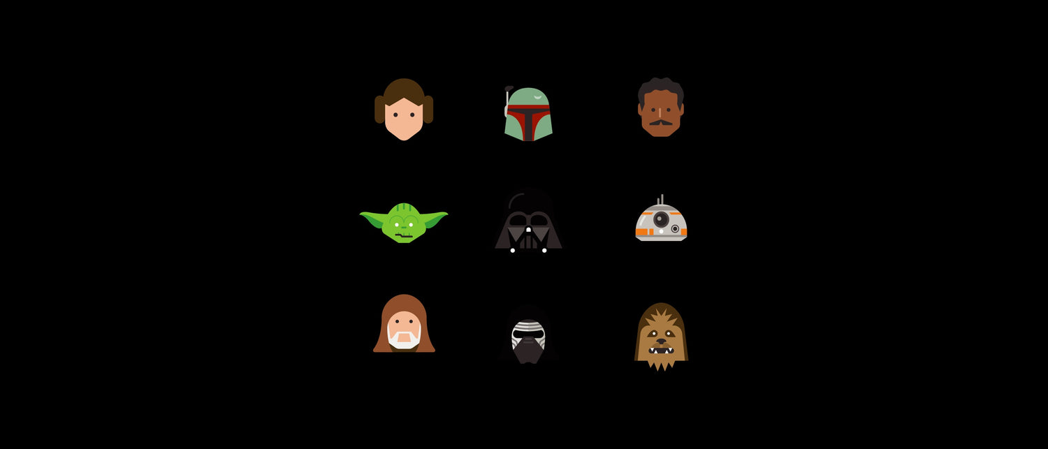 cartoon character headshots from star wars