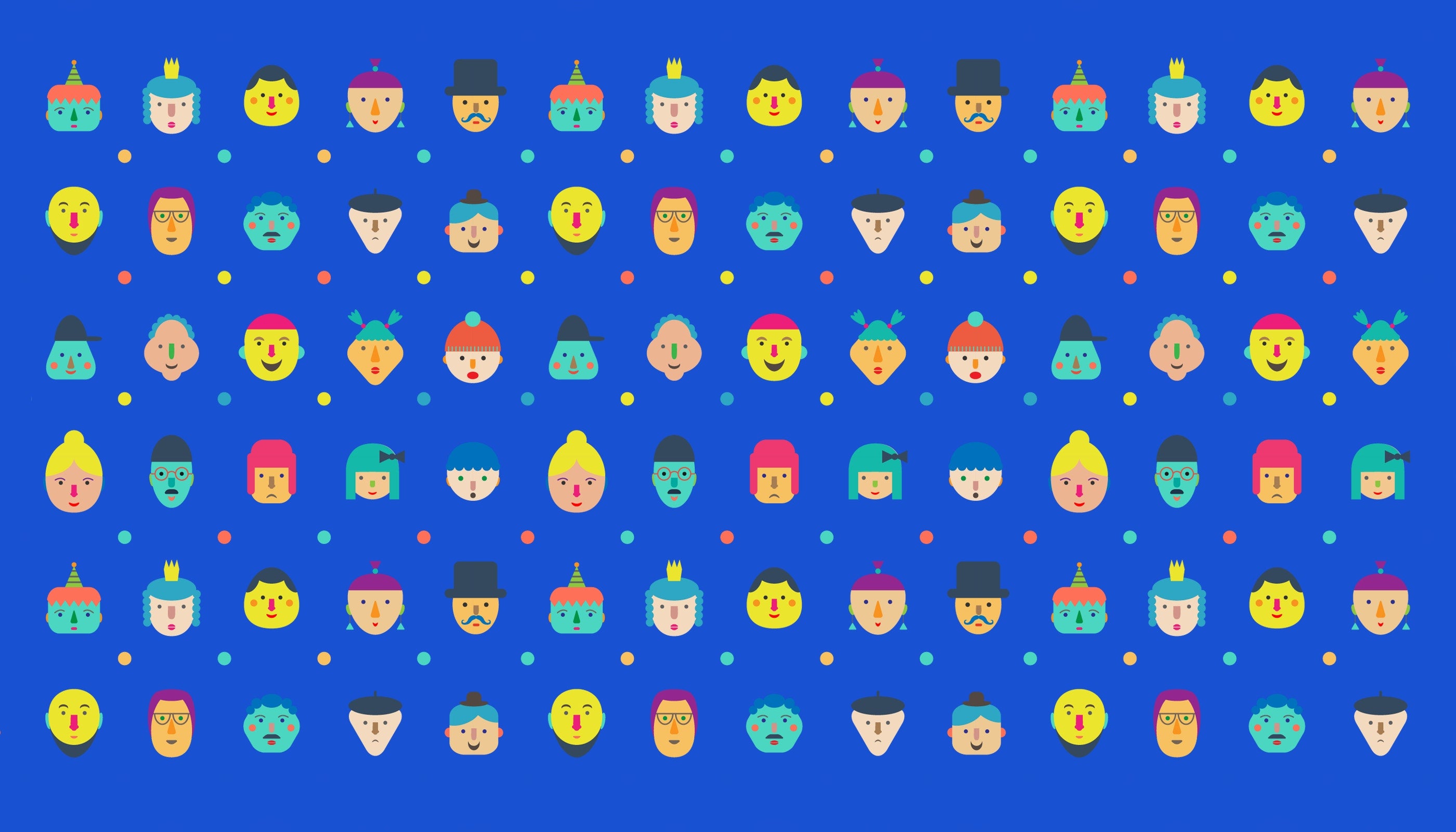 Different type of smiley faces on a wall of fame