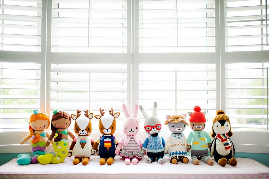 row of stuffed toys