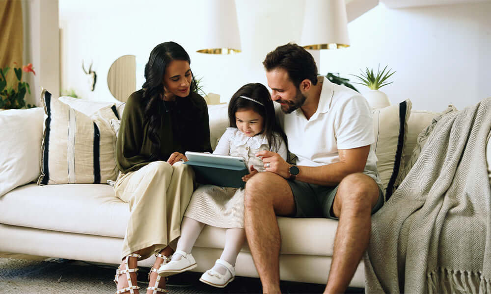 family on the couch