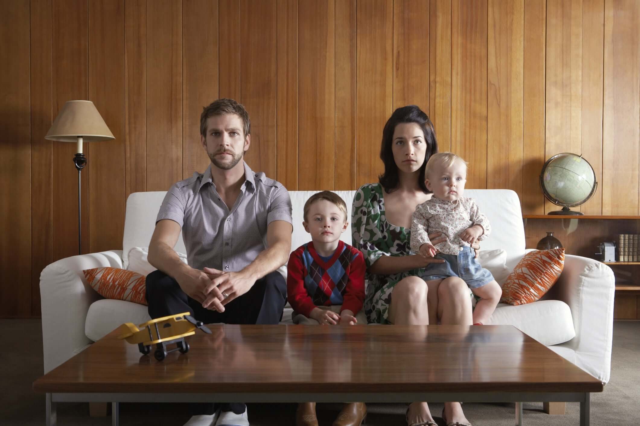 A family watching telivision