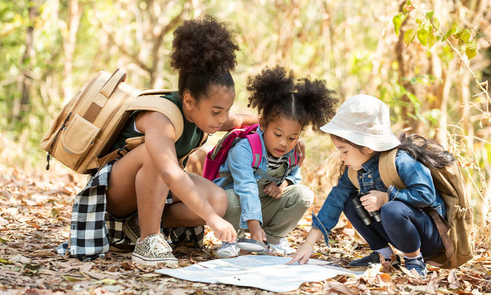 little girl hiking