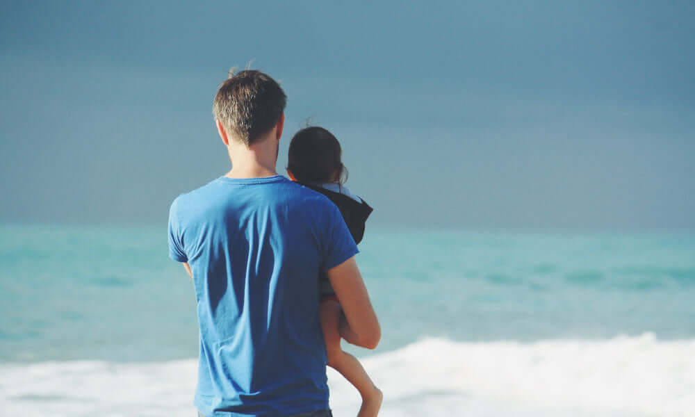 father and daughter and the beach