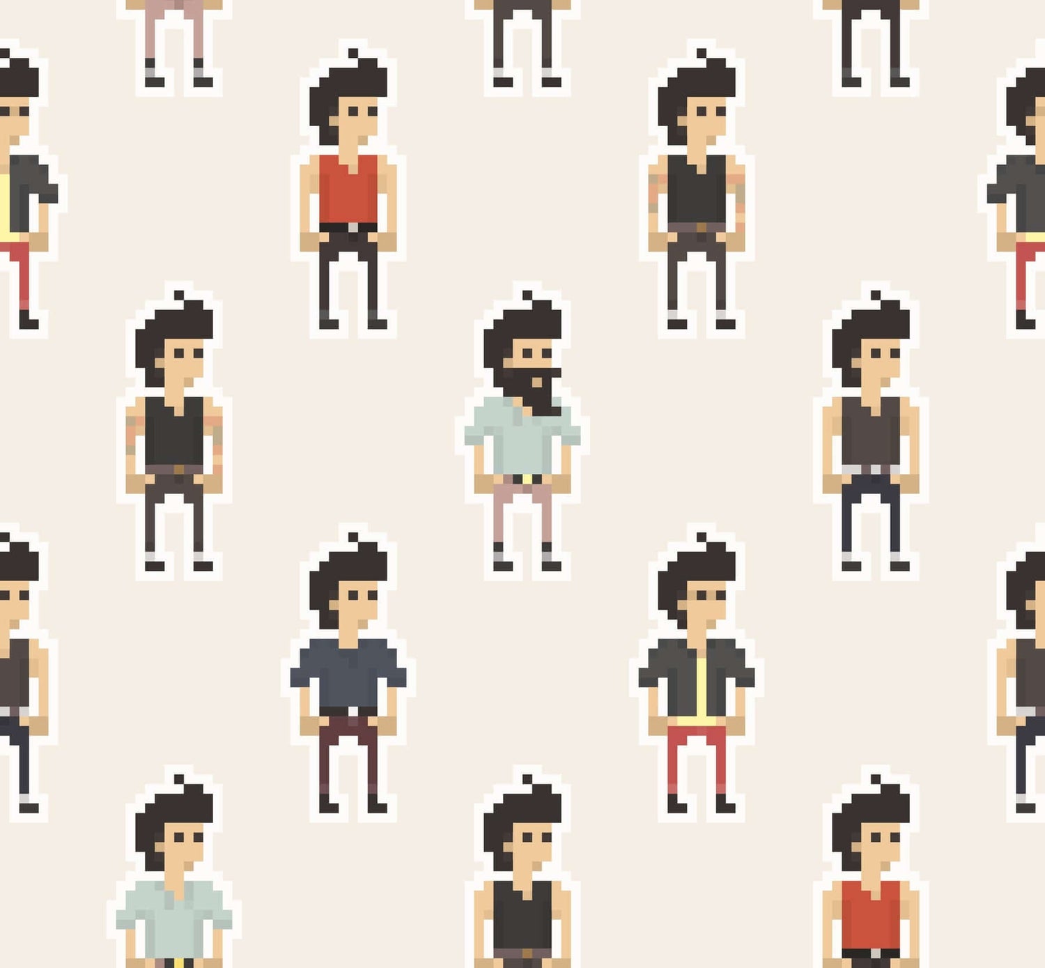 pixel seamless pattern of boys