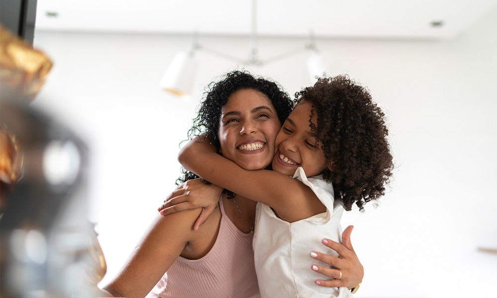 mother and child hugging