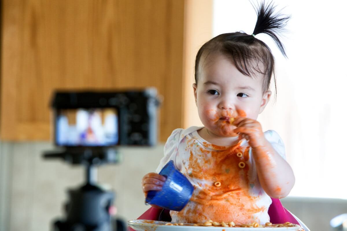 A baby is eating