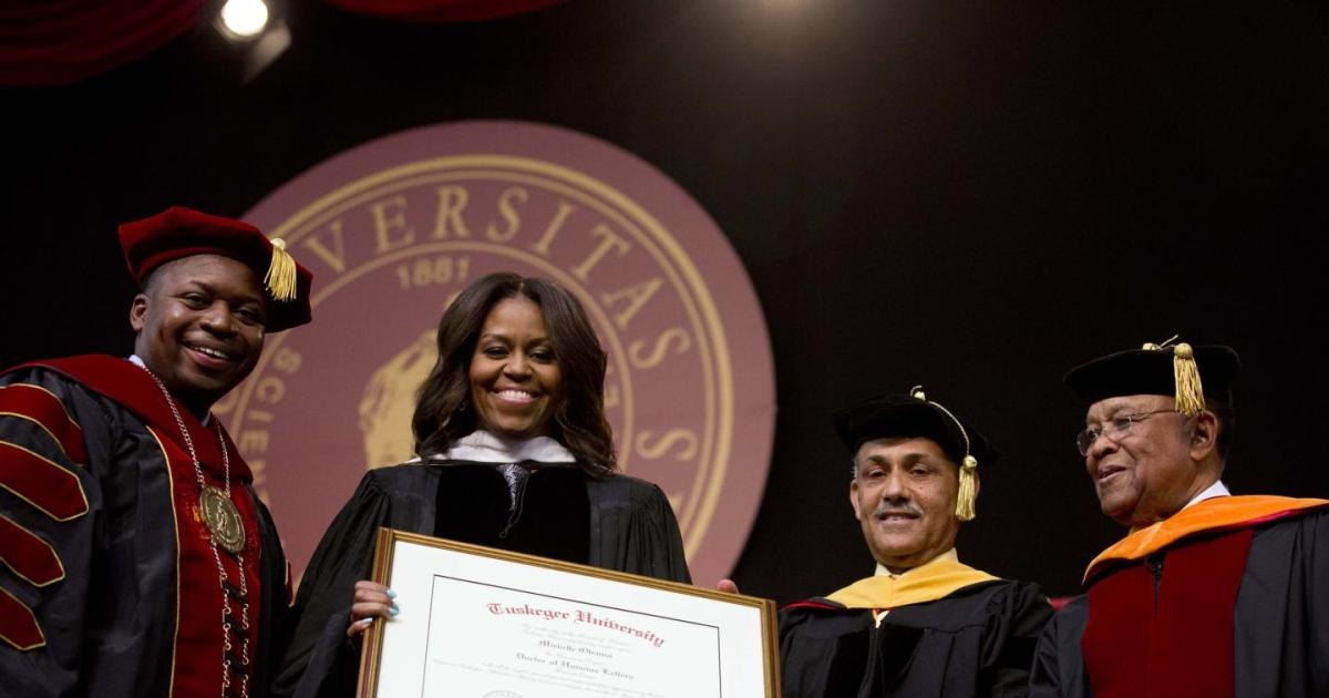 michelle obama receiving a diploma