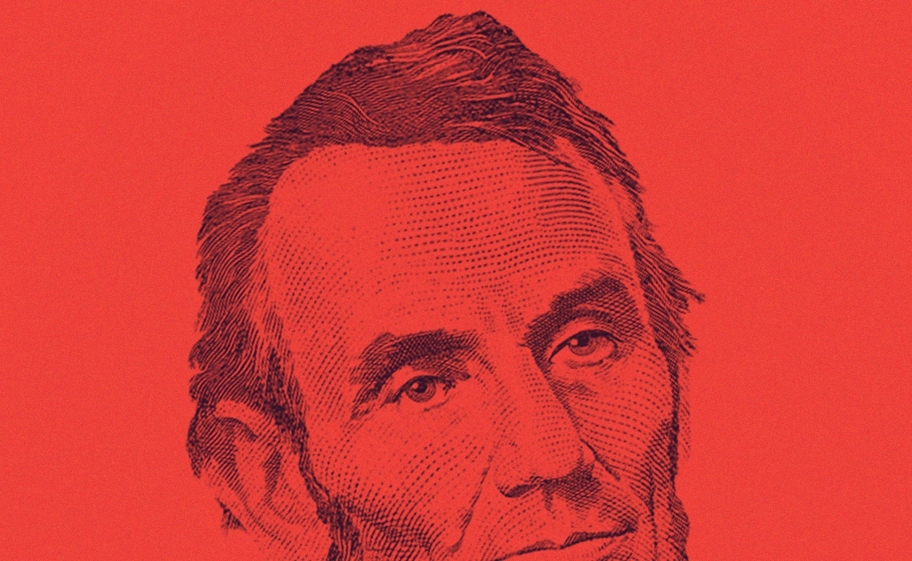 Abraham Lincoln art in red