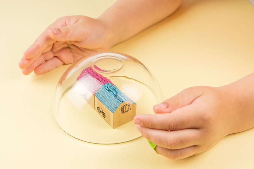 miniature house model in a bubble