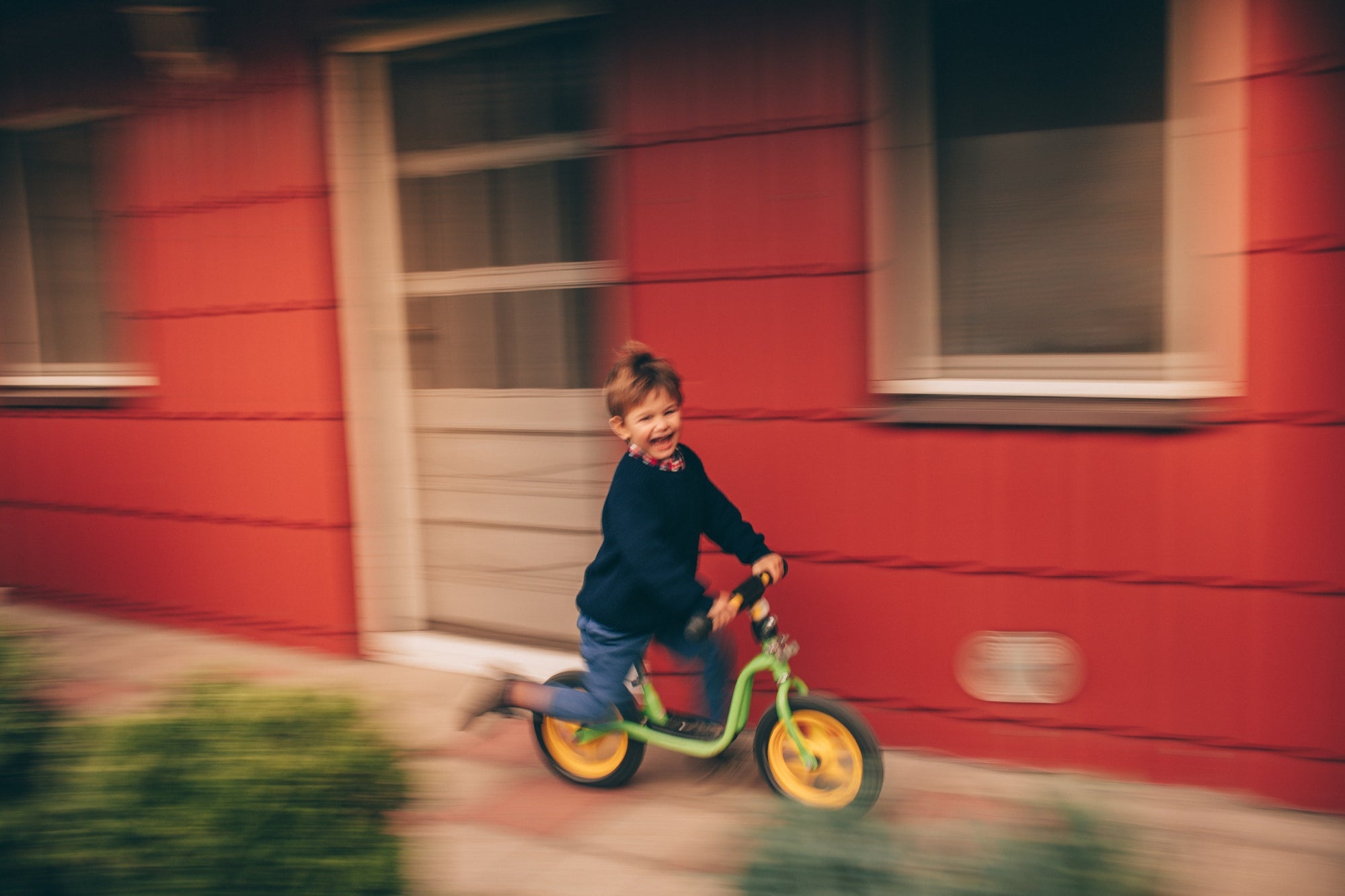 happy child enjoying his ride on bicycle