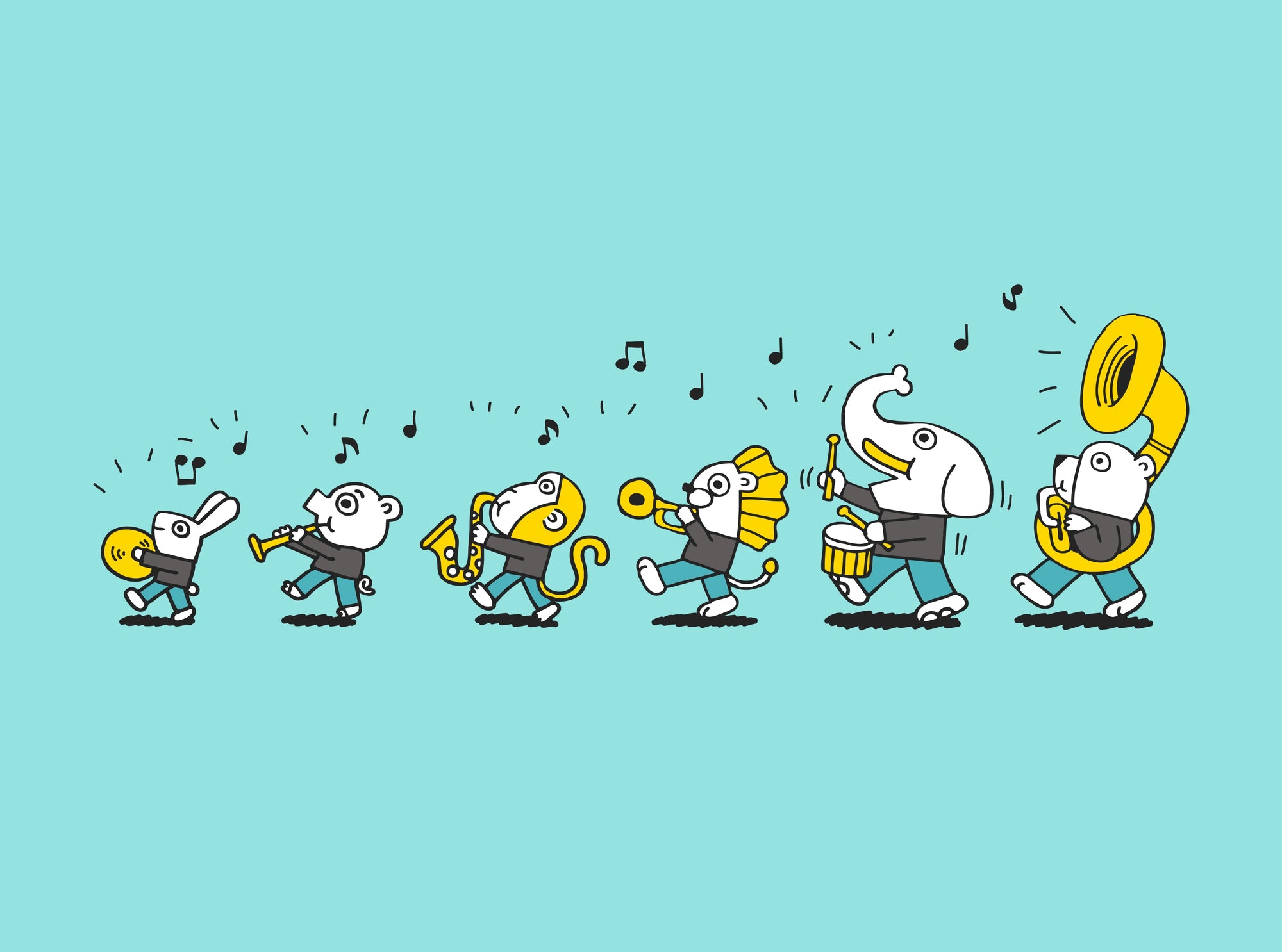 animal musicians vector Illustration