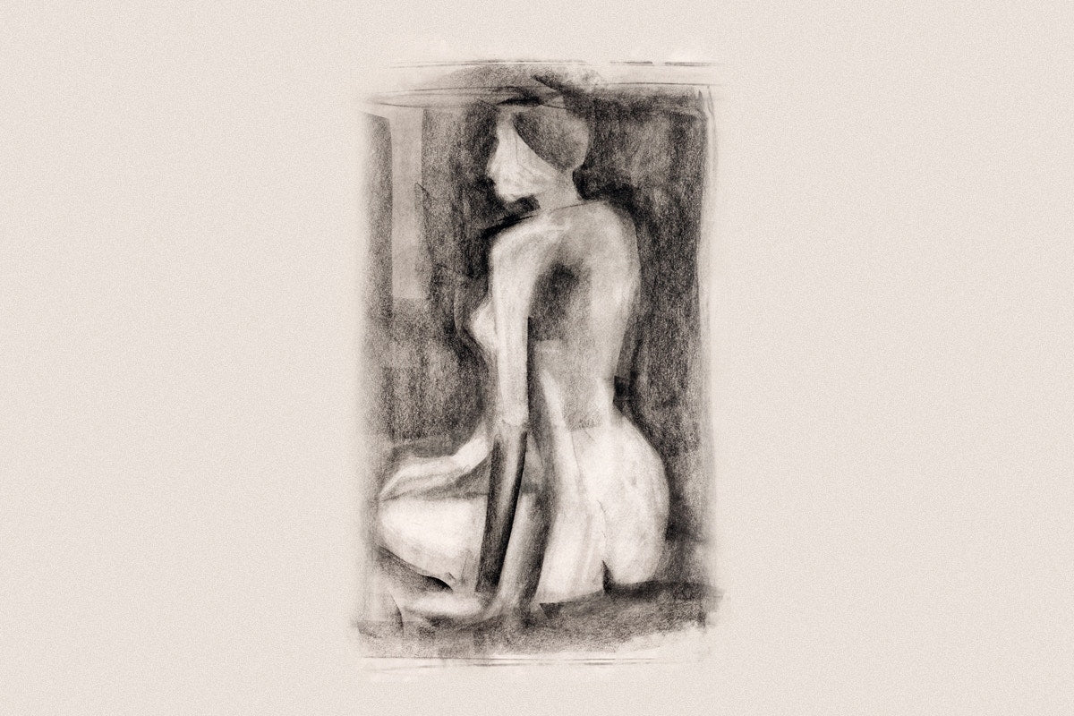 pencil sketch of a woman
