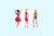 three girls dancing vector illustration