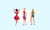 three girls dancing vector illustration