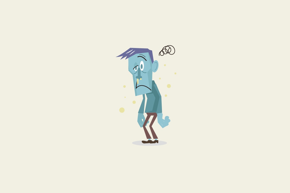 animation of exhausted man