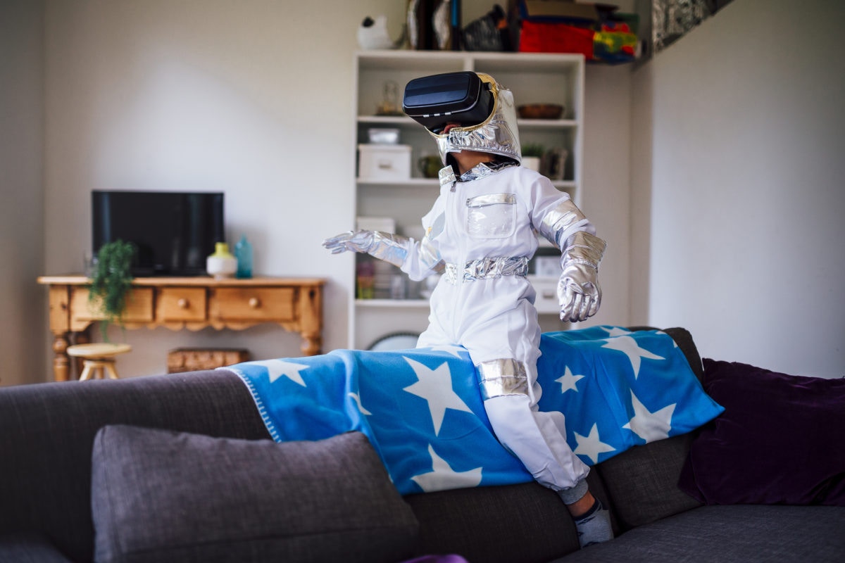 A robot wear, VR