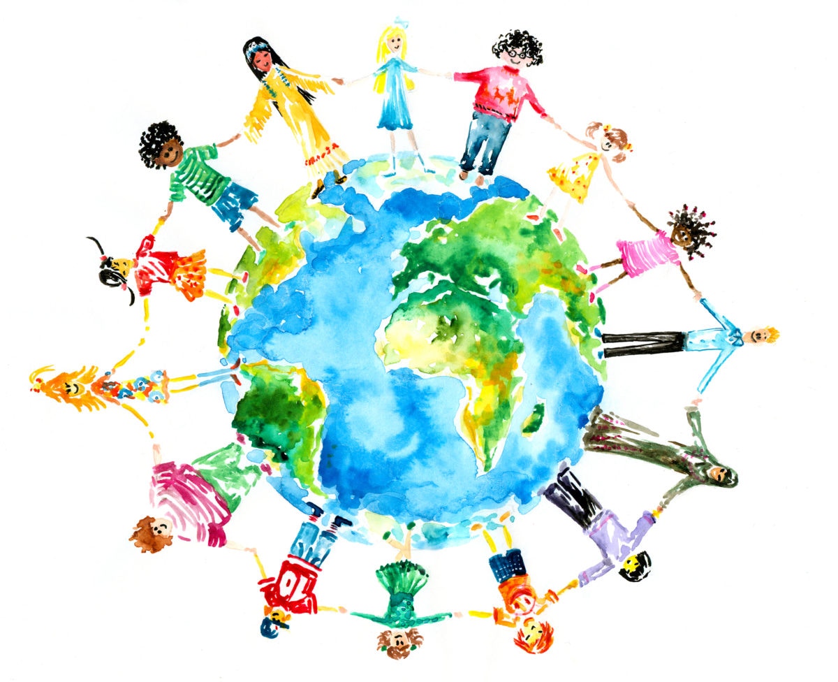 Illustration of People Holding Hands Around the World