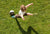 A kid about to kick a football