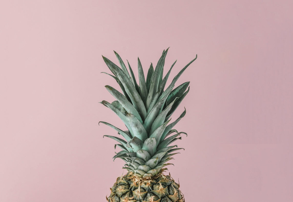 pineapple head on light pink background