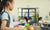 Girl  holding tray with healthyfood at school canteen