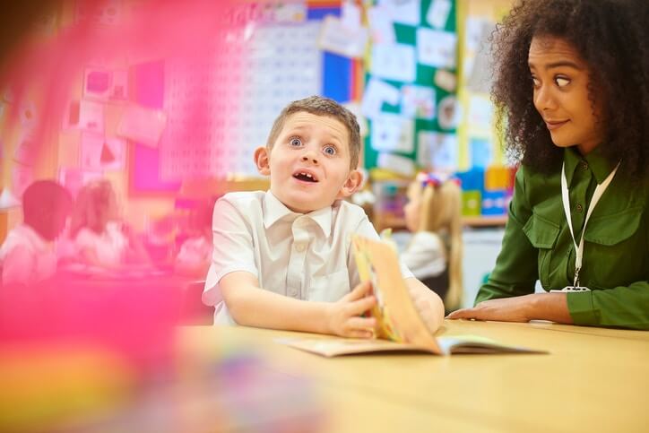 young teacher with a kid