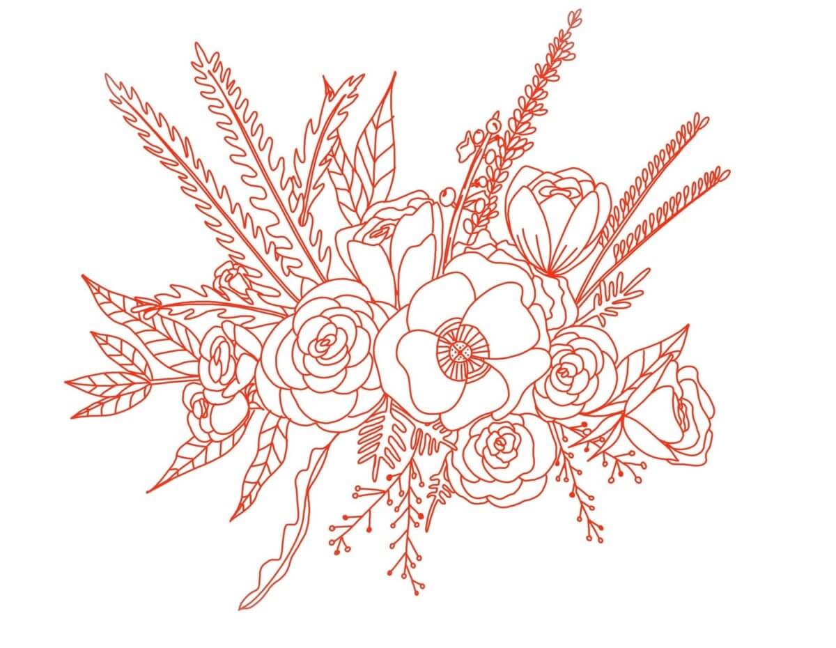 sketch of a Flower bouquet