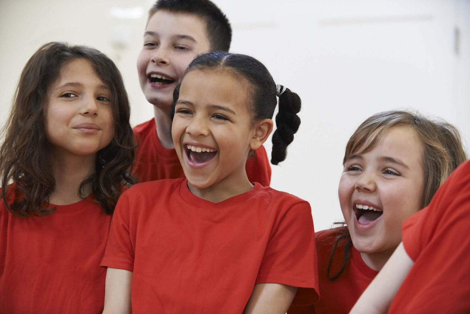 happy kids in red tshirt