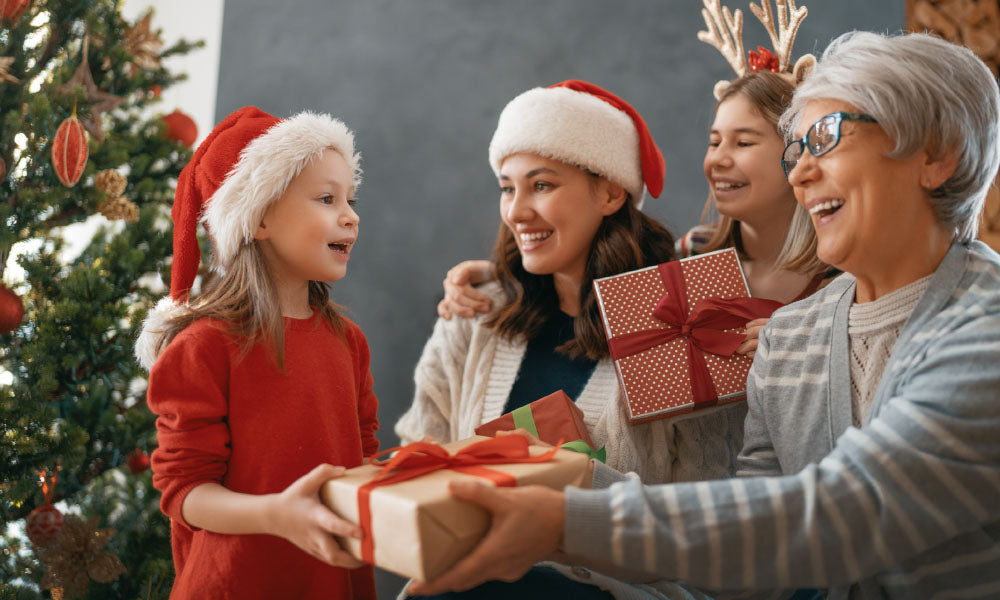 family celebrating christmas