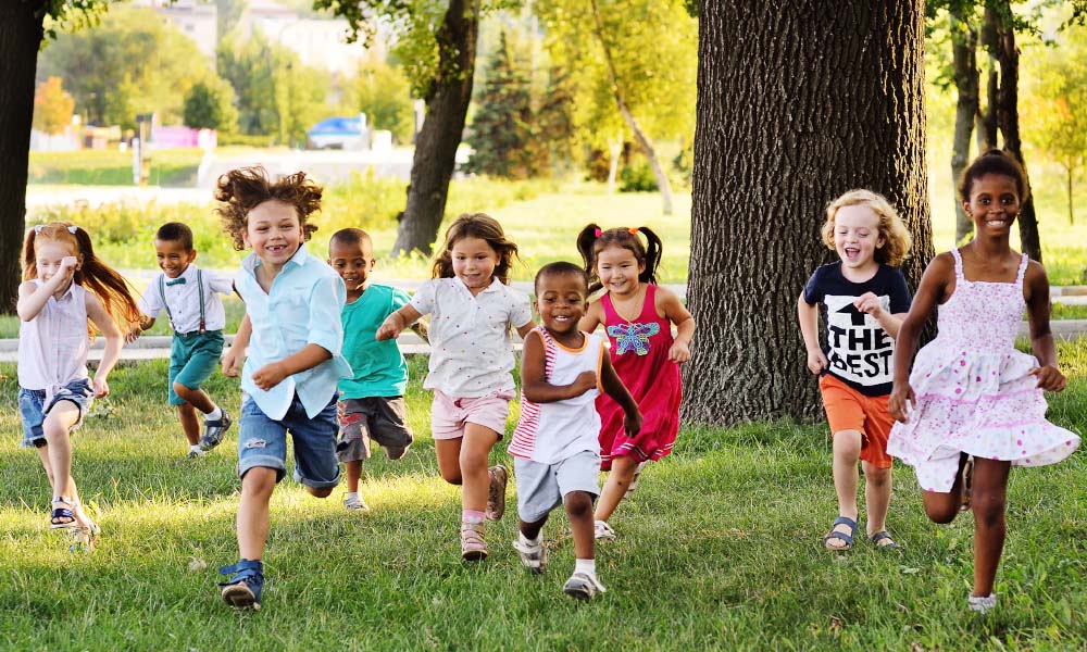 kids running in a park