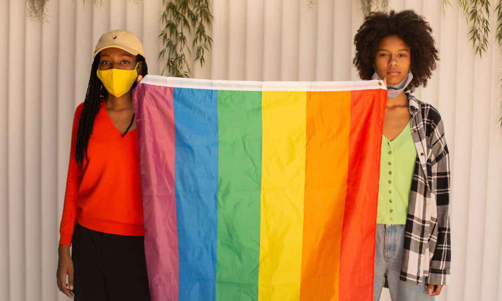 women holding pride flag