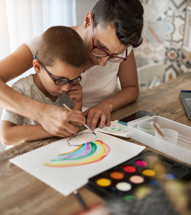 mother and son painting